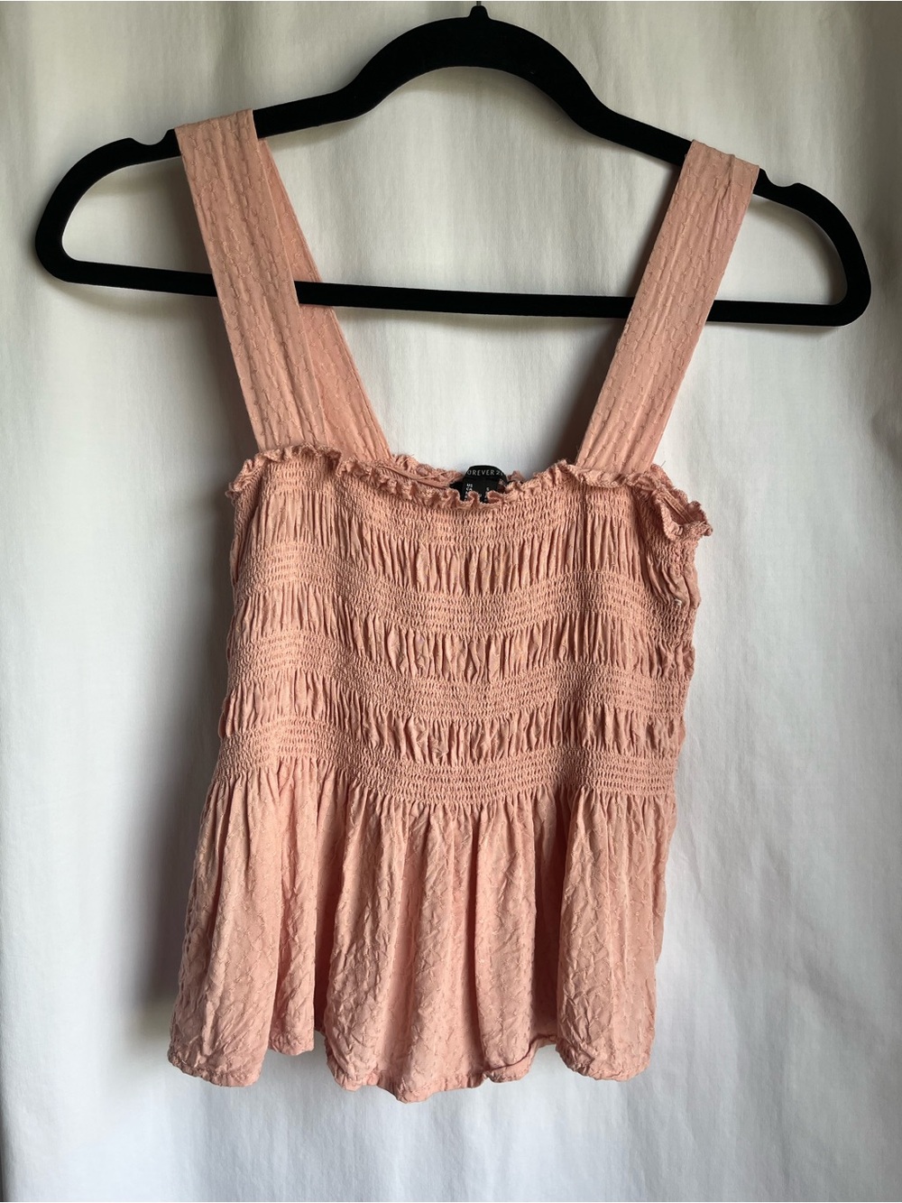 Forever 21 Peach Smocked Peplum Cami